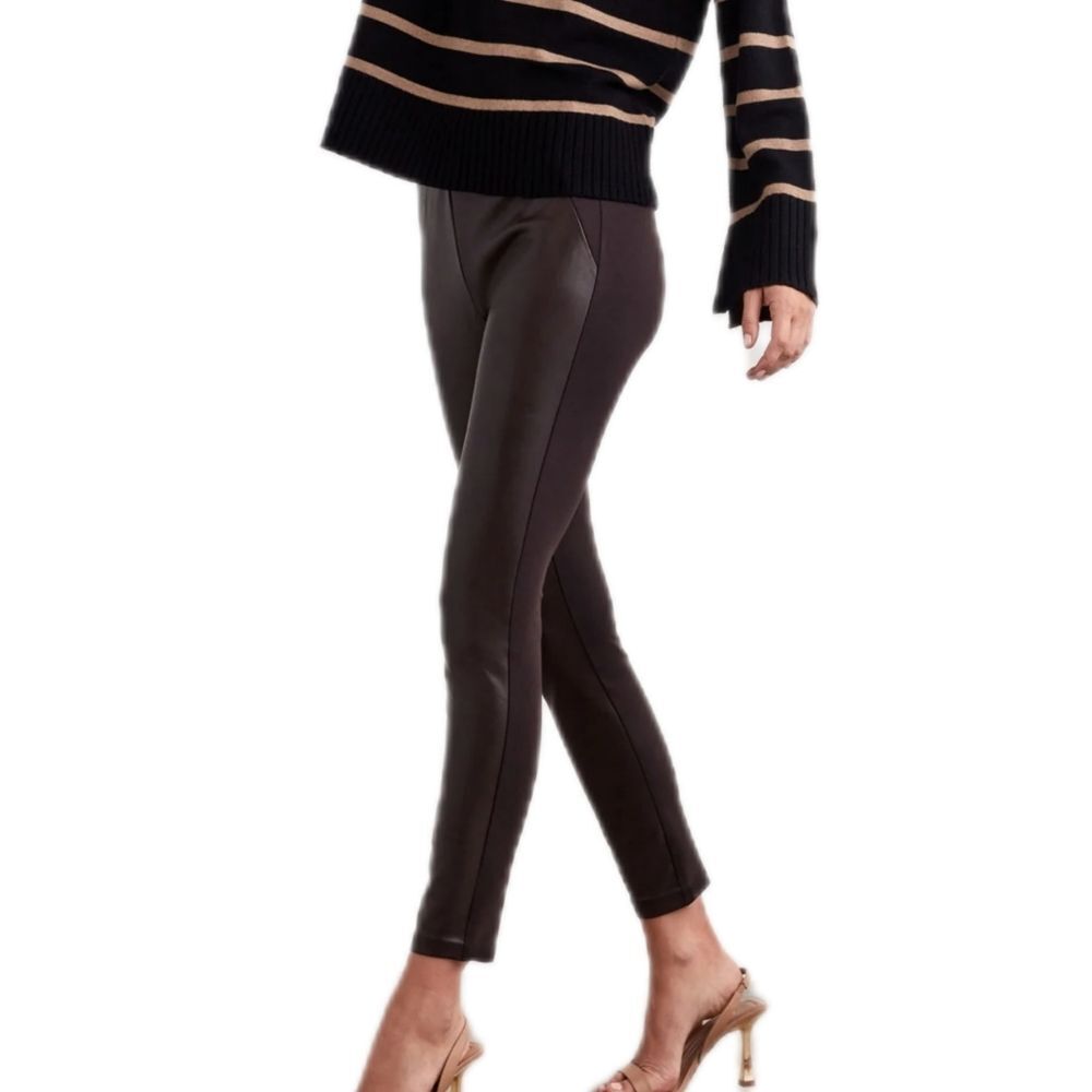 Ellen Tracy Faux Leather Leggings Brown Pants Women's Small Fall Edgy Capsule